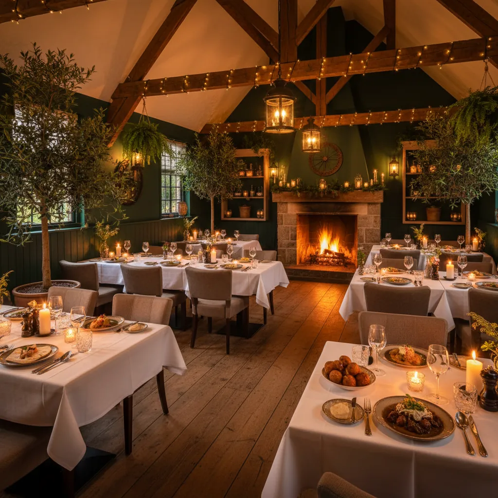 Warm verlicht interieur van Restaurant de Landerij in Waddinxveen